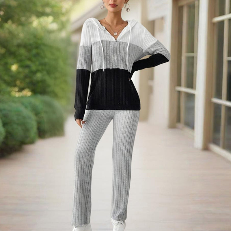 Long Sleeve Zip-Up Hoodie With Wide-Leg Lounge Pants