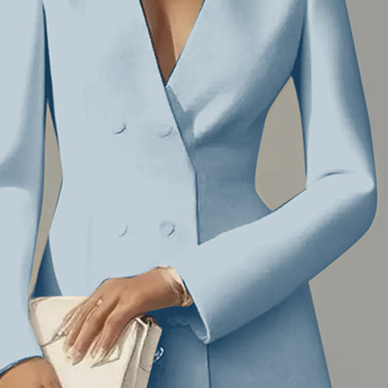 Deep V-Neck Dress Button Dress