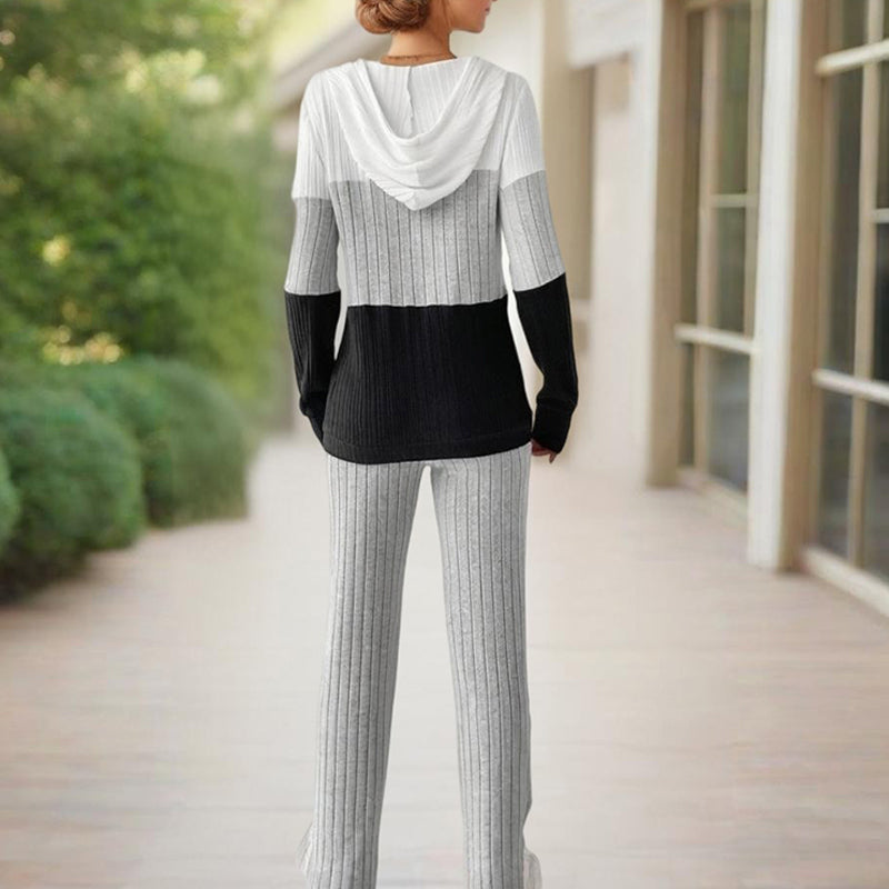 Long Sleeve Zip-Up Hoodie With Wide-Leg Lounge Pants