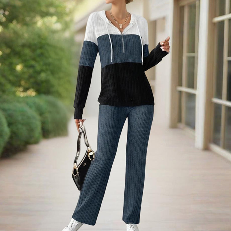 Long Sleeve Zip-Up Hoodie With Wide-Leg Lounge Pants