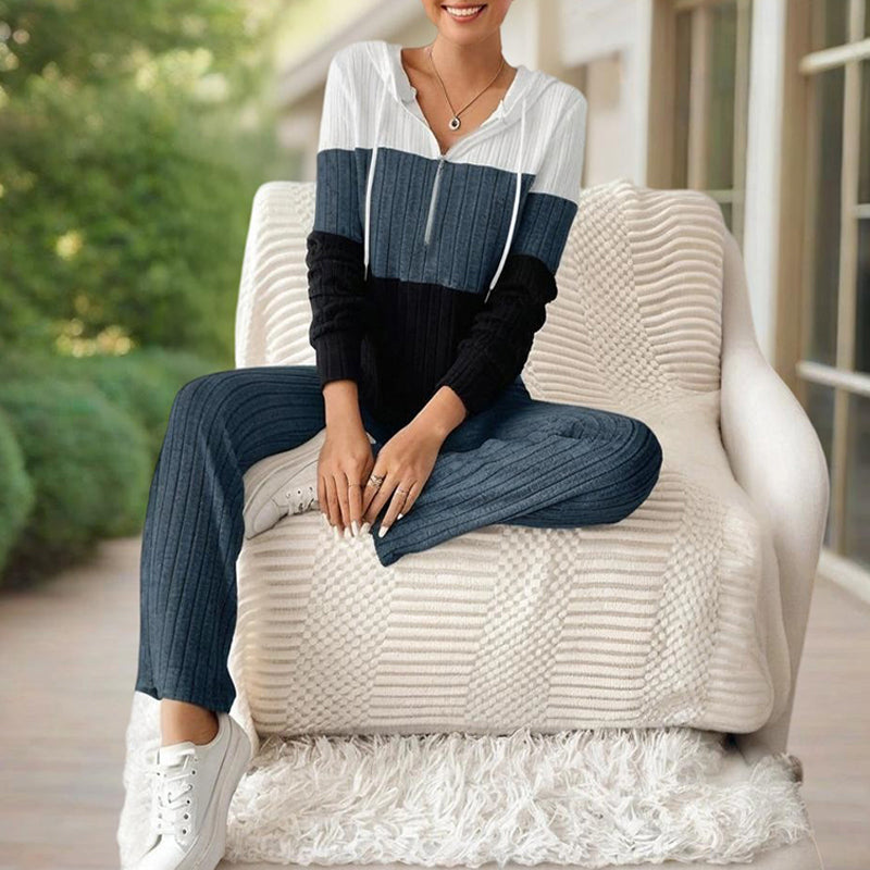 Long Sleeve Zip-Up Hoodie With Wide-Leg Lounge Pants