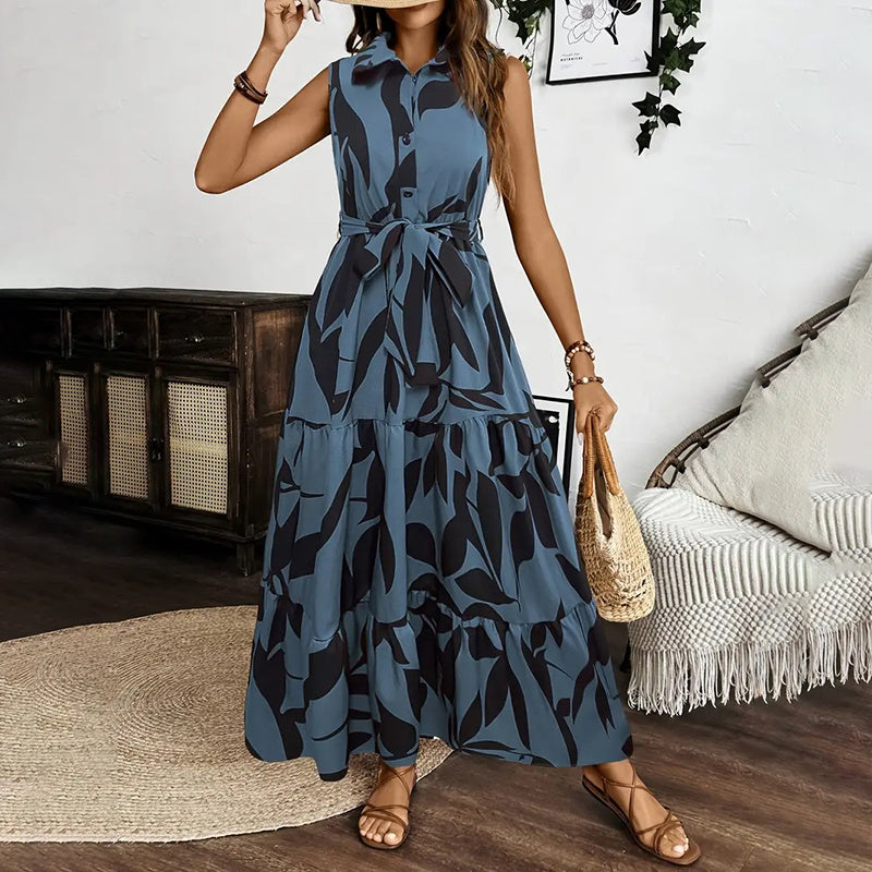 V-Neck Boho Floral Maxi