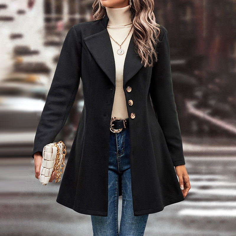 Lapel Collar Breasted Long Pea Coat