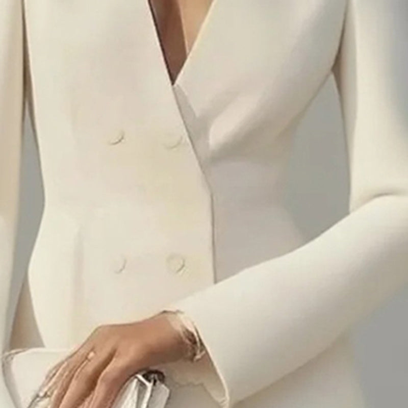 Deep V-Neck Dress Button Dress