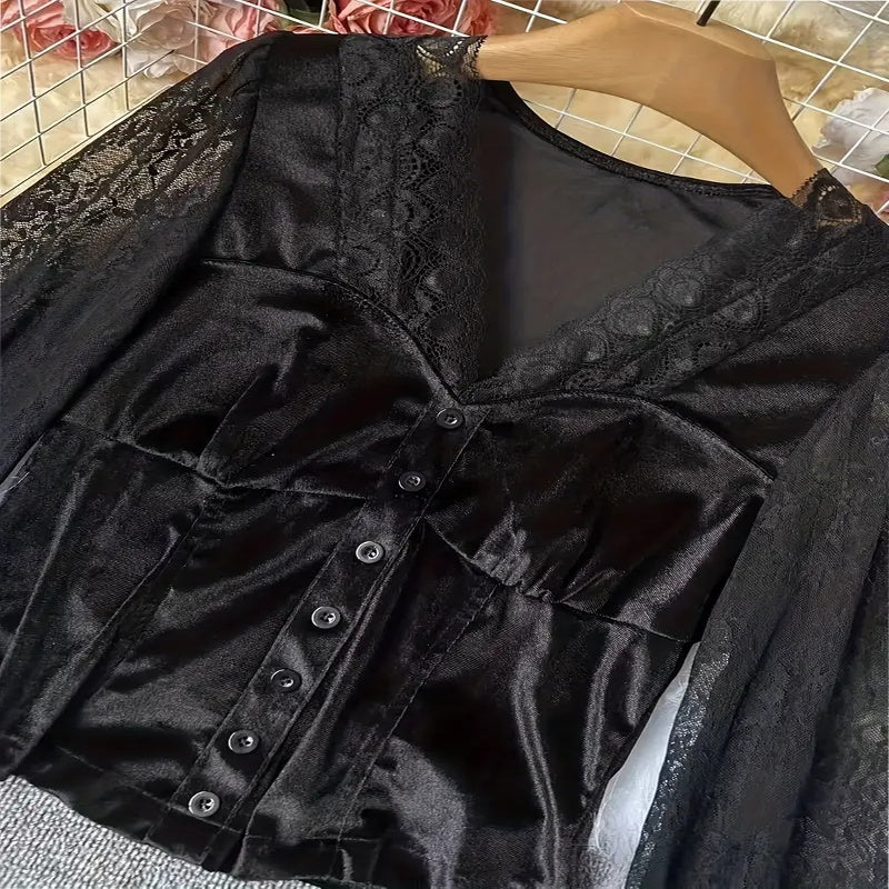 V-Neck Long Sleeve Blouse