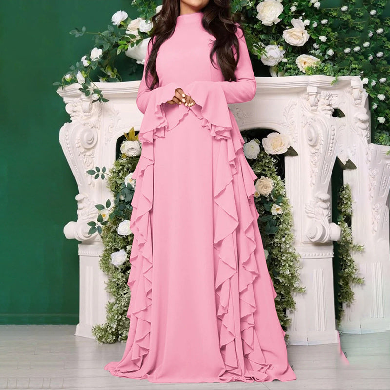 Ruffles Dress, Slim Fit High Waist Party Dresses