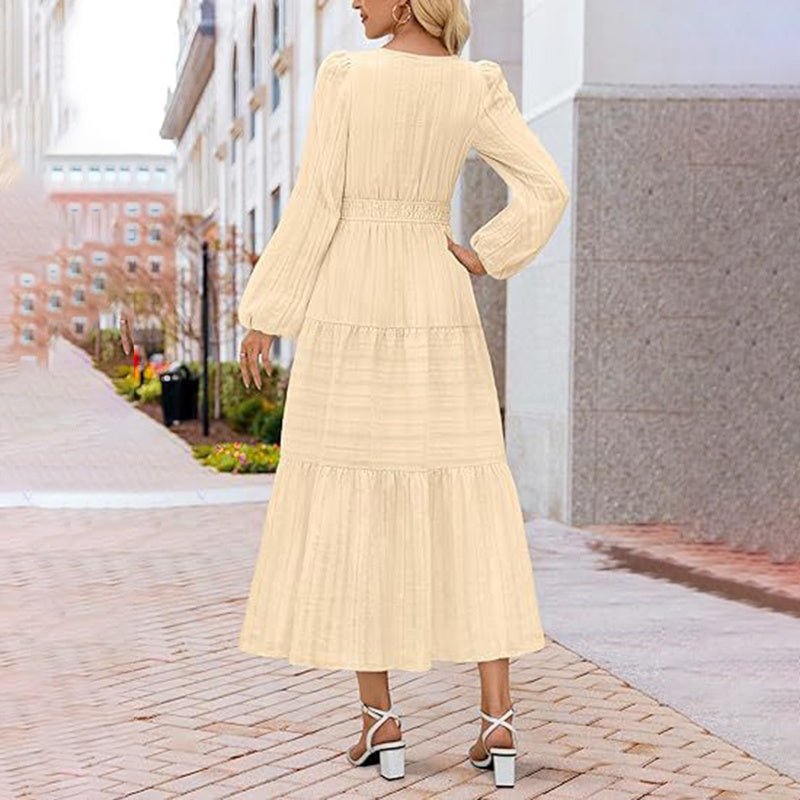 V-Neck Smocked Waist Maxi