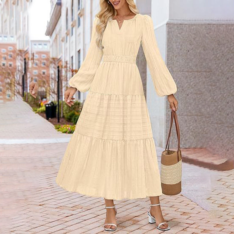 V-Neck Smocked Waist Maxi