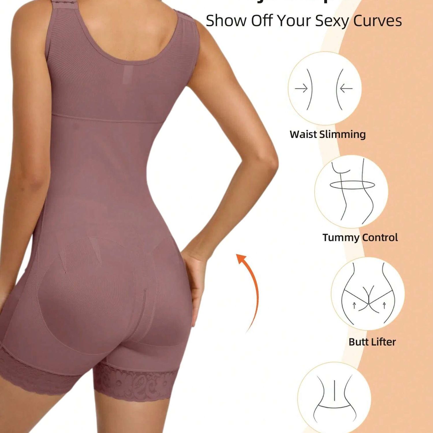 Shapewear, Full Body Sculpting After Abdominal Control, Hip Lifter With Zipper Crotch