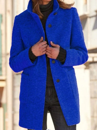 Button-up Stand-up Collar Woolen Jacket