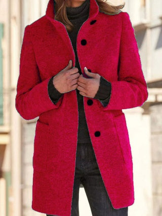 Button-up Stand-up Collar Woolen Jacket