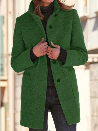 Button-up Stand-up Collar Woolen Jacket