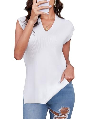 Solid V-neck Vest Sweater