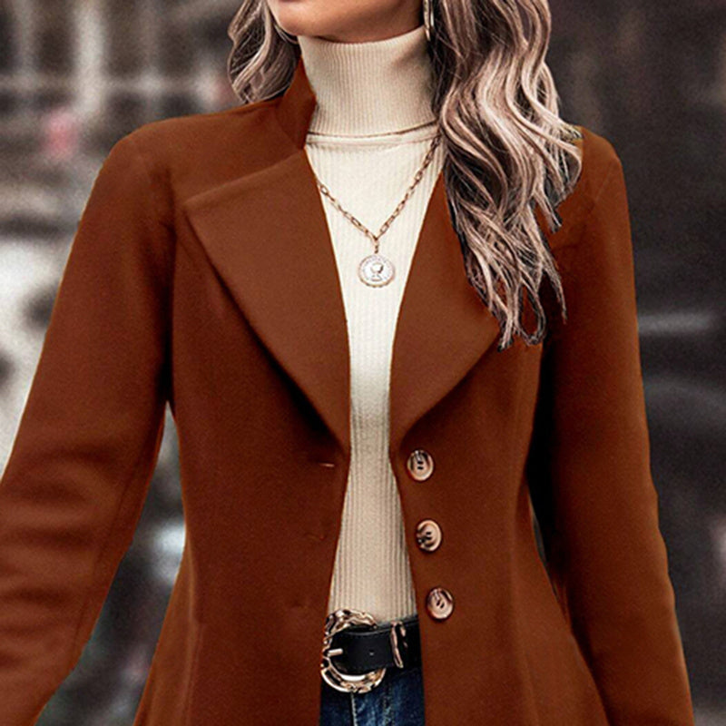 Lapel Collar Breasted Long Pea Coat