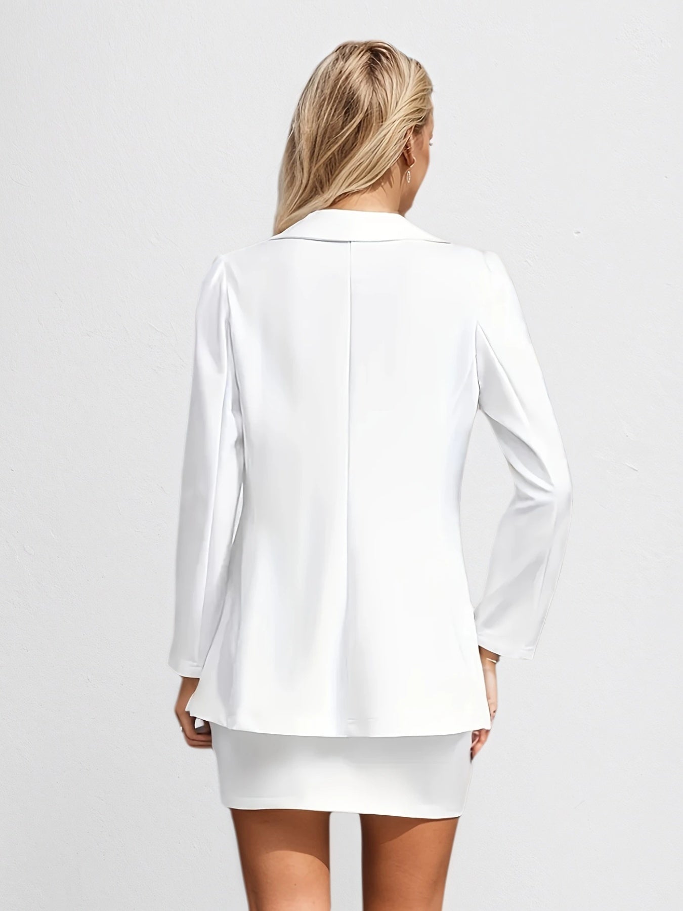 Long Sleeved Skirt Set, Lapel Suit Jacket&solid Color Skirt