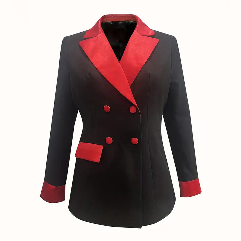 Notch Lapel Double-Breasted Long Sleeve Jacket