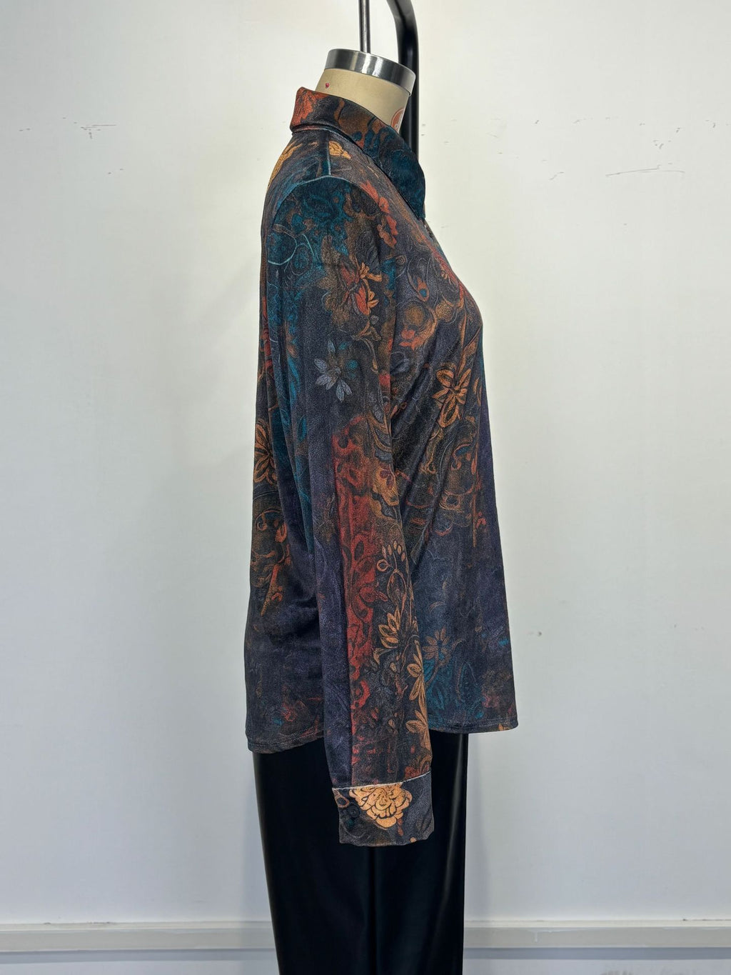 Retro Boho Floral Button Down Long Sleeve Blouse