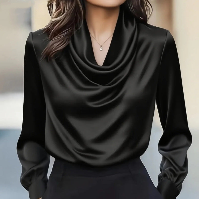 Draped Neck Long Sleeve Shirt