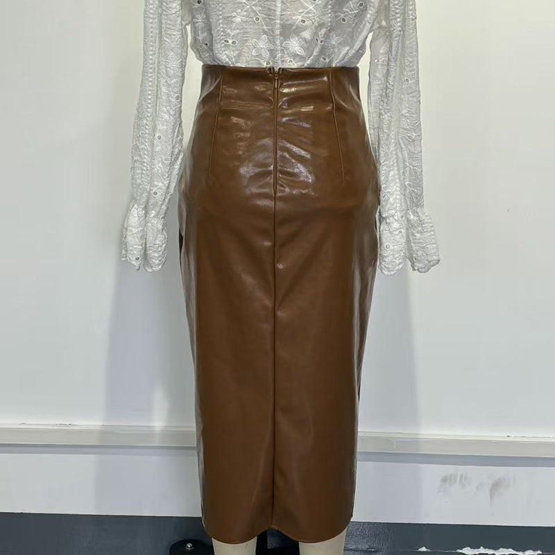 Women's Faux Leather Bodycon Skirt