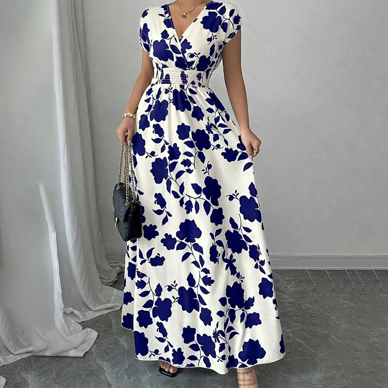 V Neck Short Sleeve Maxi