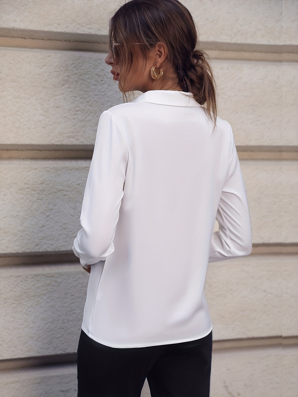 Long Sleeve Shirt With Pearl Button