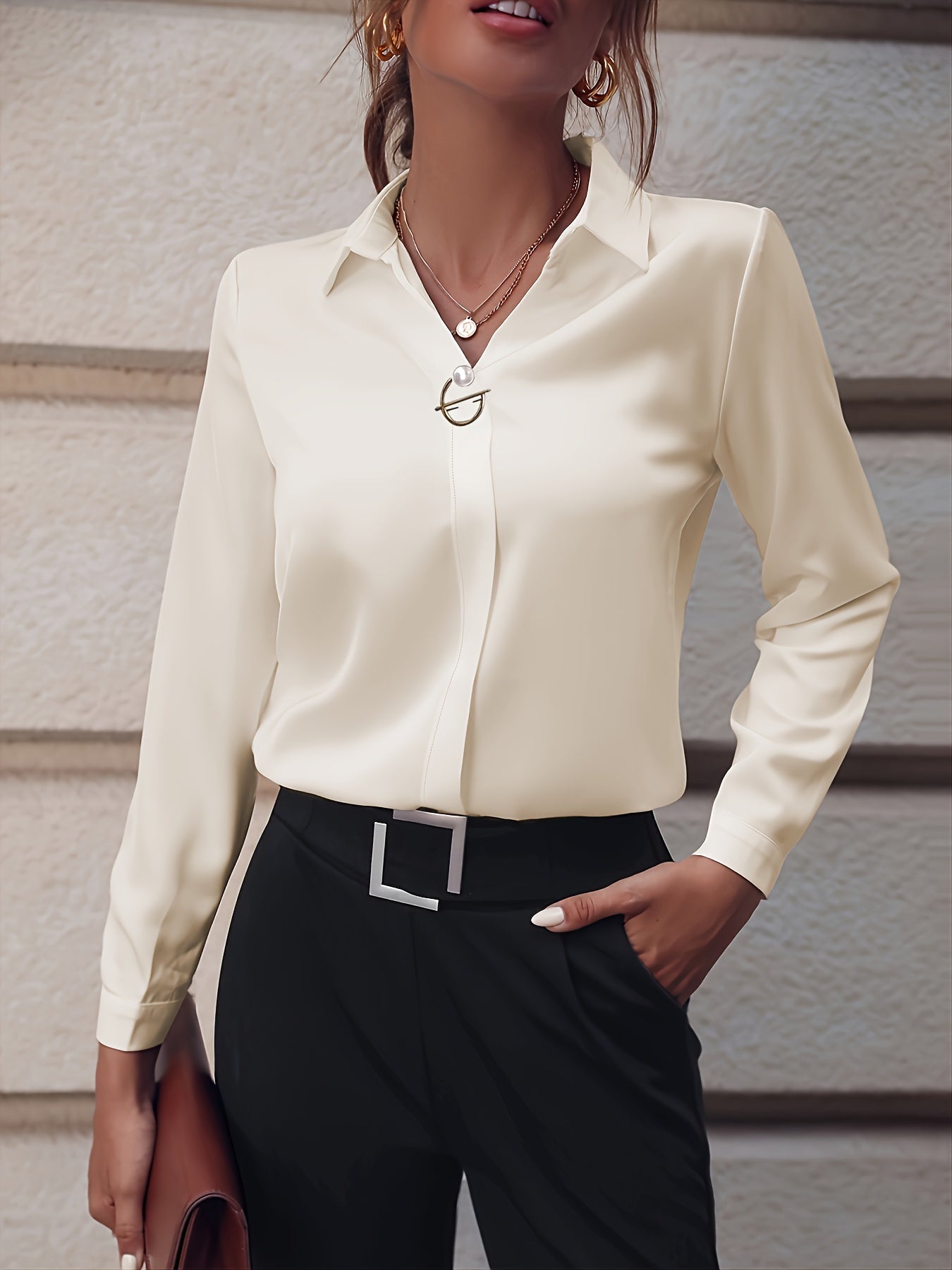 Long Sleeve Shirt With Pearl Button