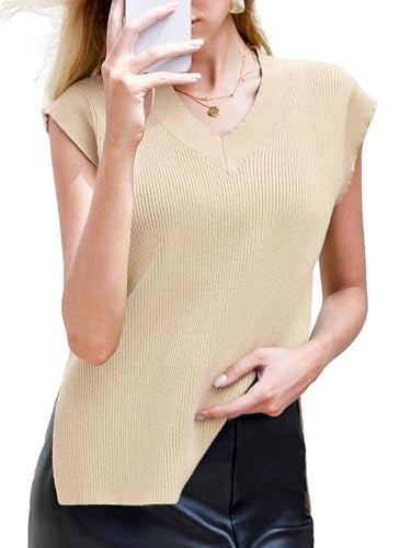 Solid V-neck Vest Sweater