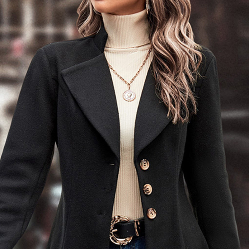 Lapel Collar Breasted Long Pea Coat