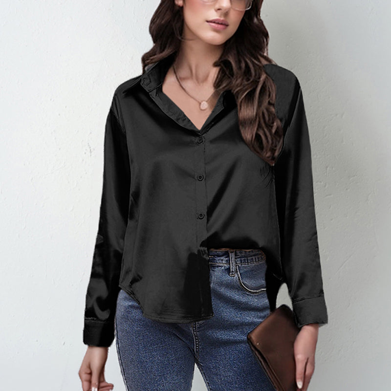 Elegant Satin Lapel Shirt