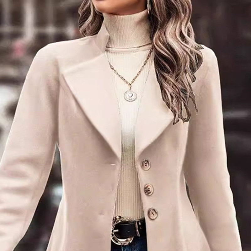 Lapel Collar Breasted Long Pea Coat