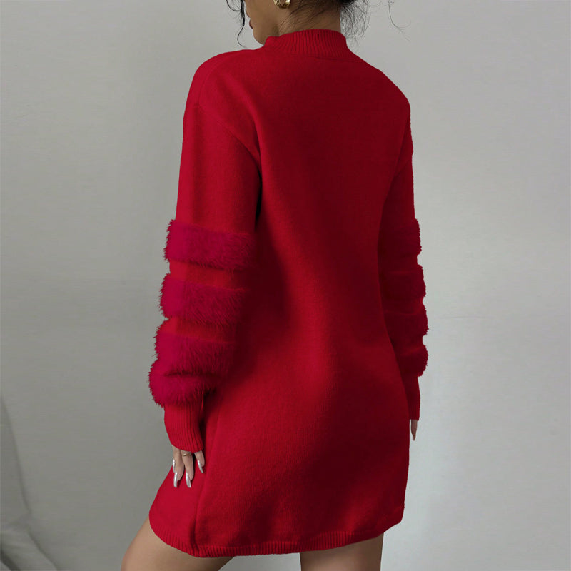 Plush Long Sleeve Mini Dress