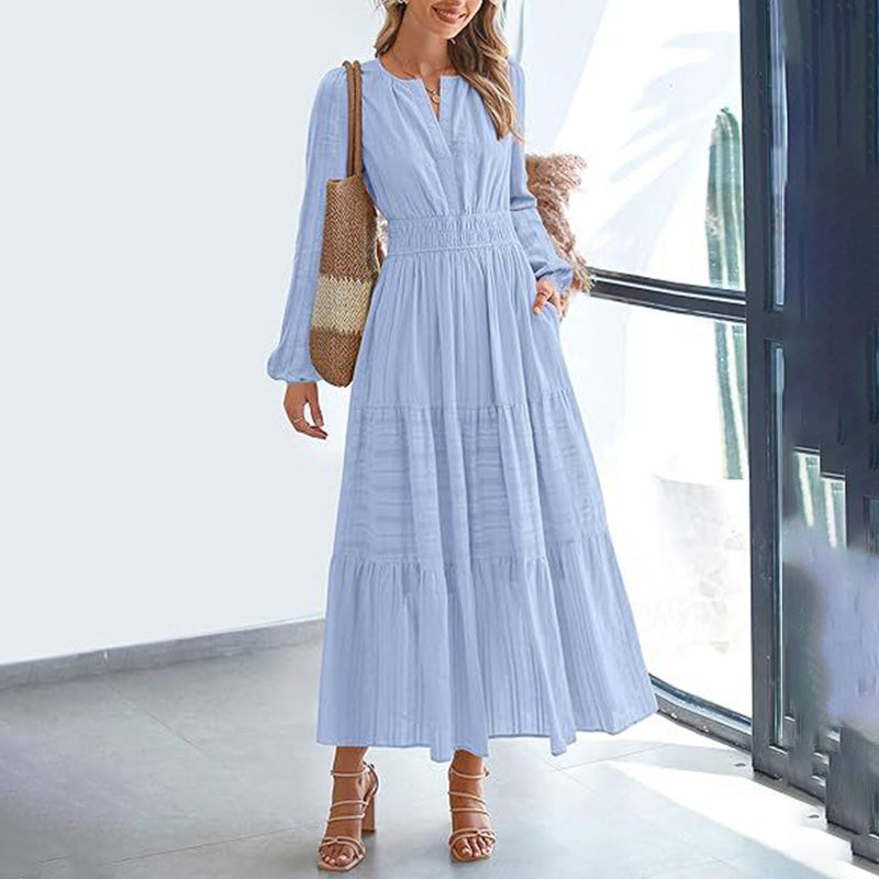 V-Neck Smocked Waist Maxi