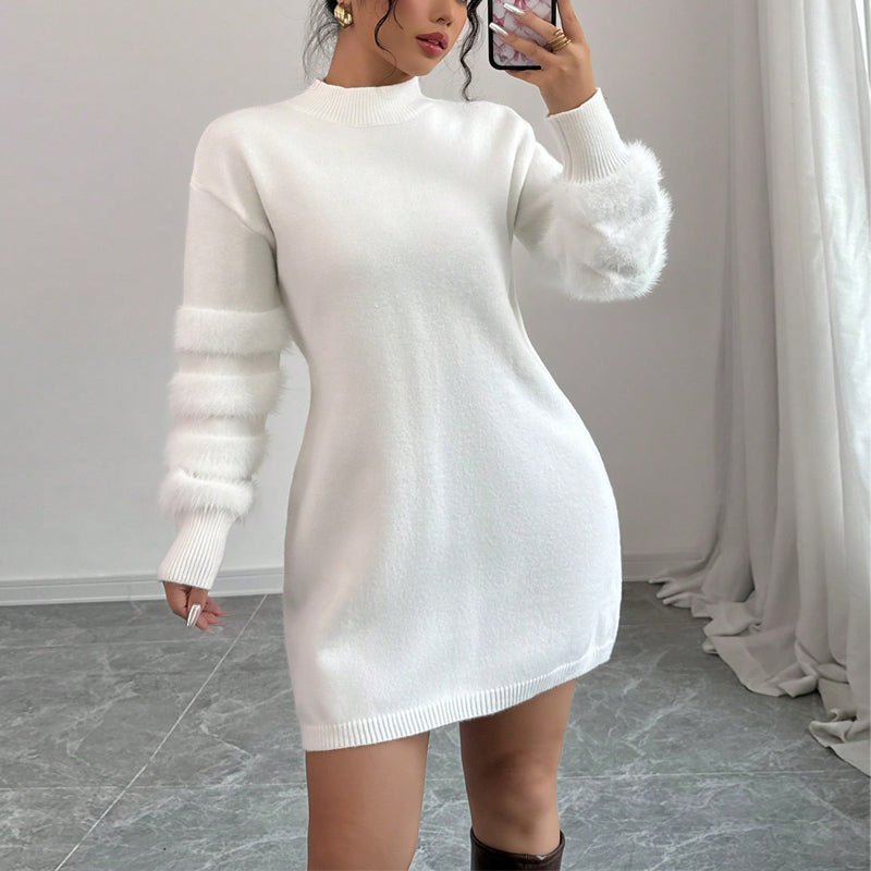 Plush Long Sleeve Mini Dress