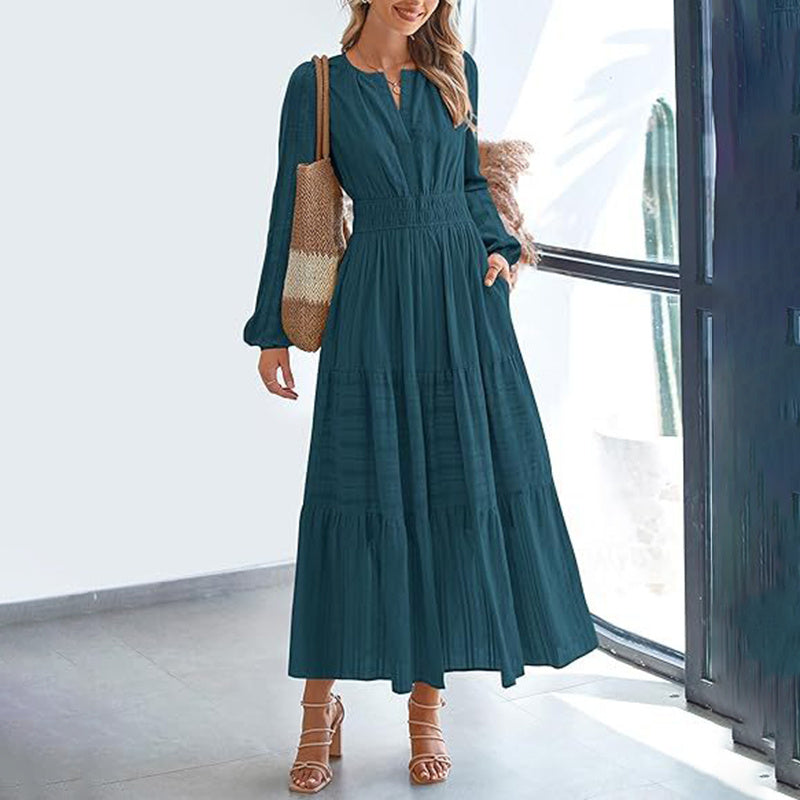 V-Neck Smocked Waist Maxi