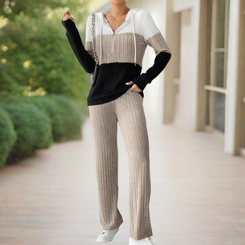 Long Sleeve Zip-Up Hoodie With Wide-Leg Lounge Pants