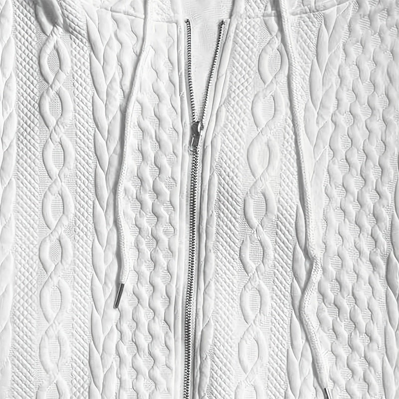 Long Sleeve Knit Zip-Up Hooded Sweatshirt