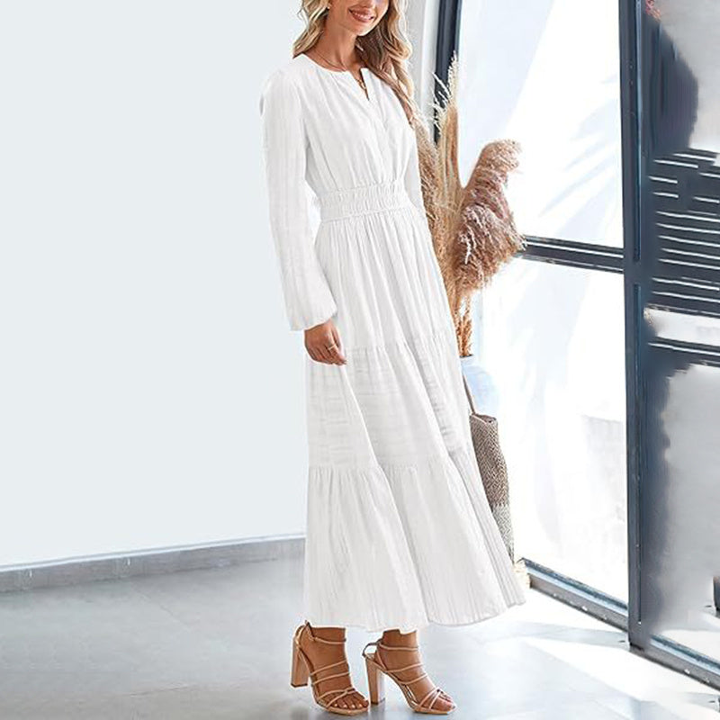 V-Neck Smocked Waist Maxi