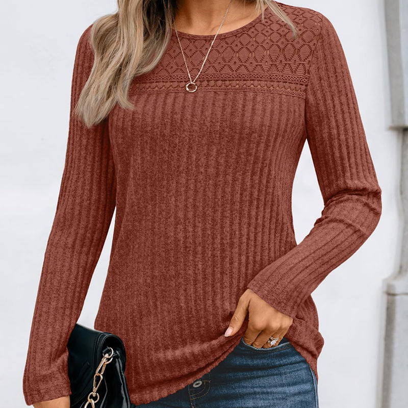Hollow Out Pullover - Soft Lightweight Long Sleeve Top
