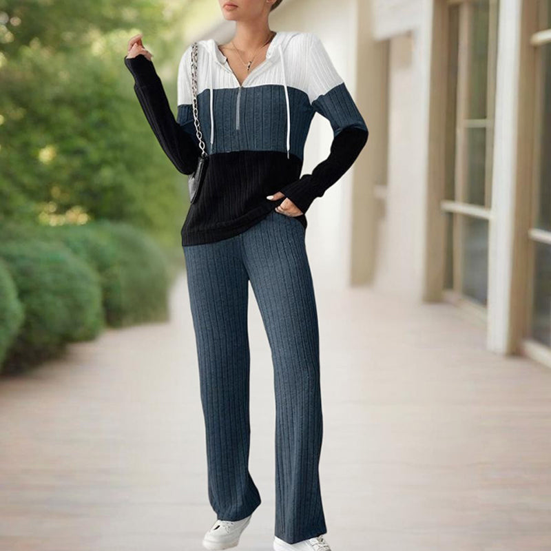 Long Sleeve Zip-Up Hoodie With Wide-Leg Lounge Pants