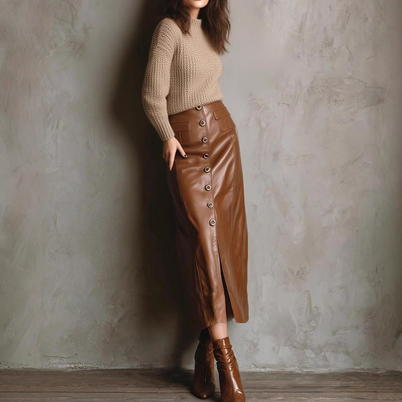 Women's Faux Leather Bodycon Skirt