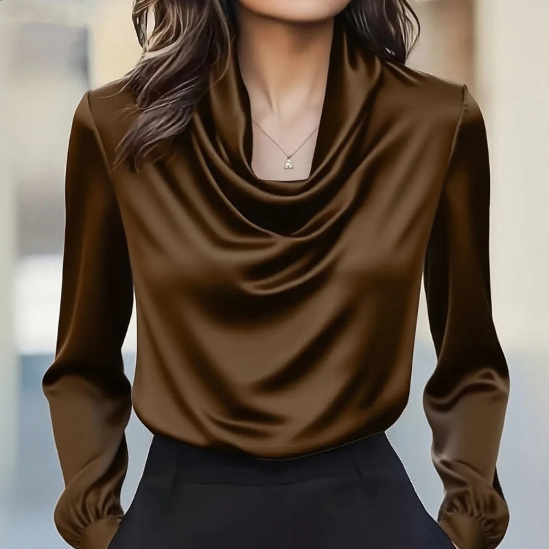 Draped Neck Long Sleeve Shirt