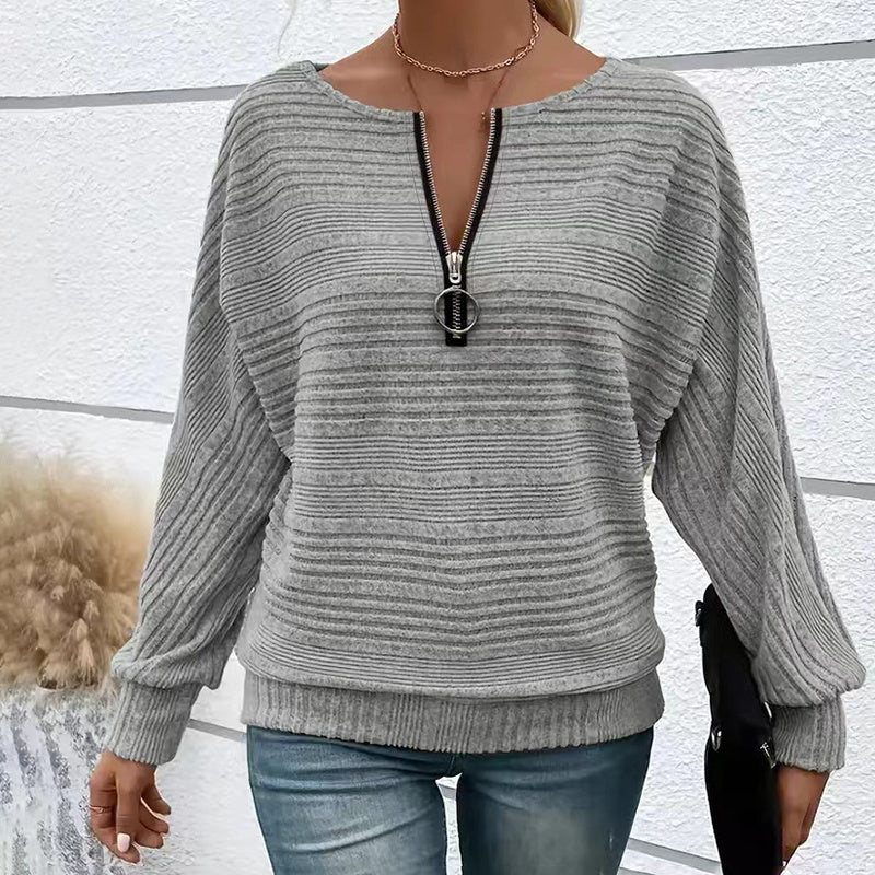 Batwing Sleeve Half-Zip Top
