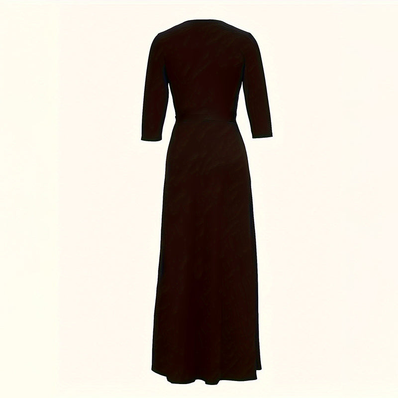 V-Neck Elegant Half-Sleeve Maxi