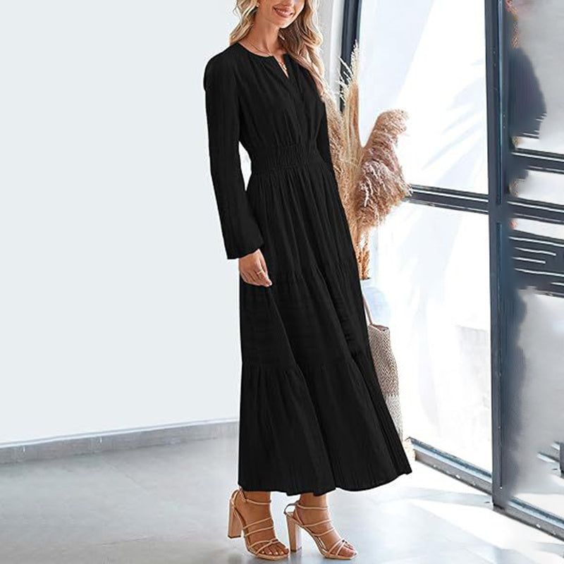 V-Neck Smocked Waist Maxi