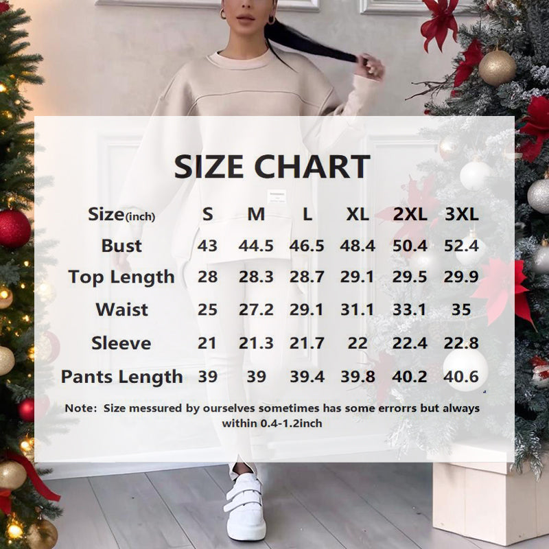 Solid Color 2-Piece Set, Loose Fit Top With Slit Hem & Slim Fit Pants