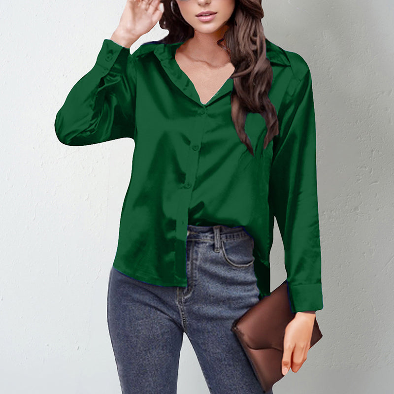 Elegant Satin Lapel Shirt