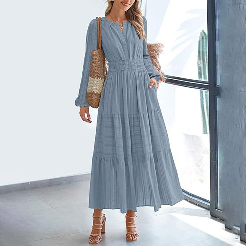 V-Neck Smocked Waist Maxi