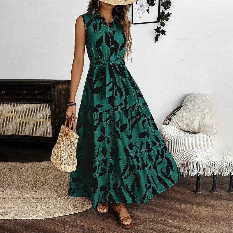 V-Neck Boho Floral Maxi