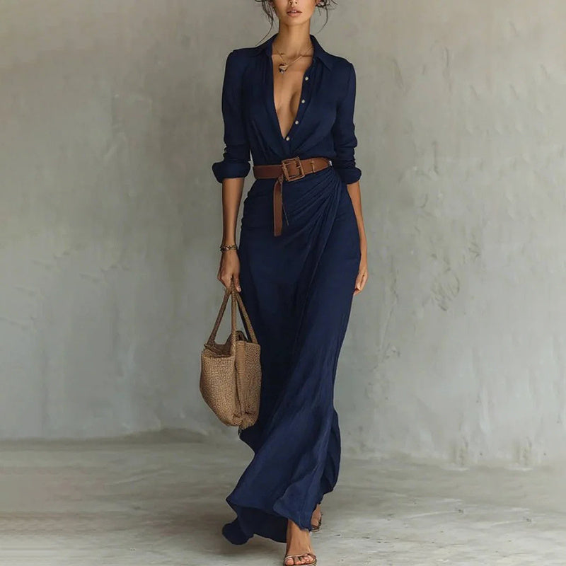 Long Sleeve Ruched Maxi