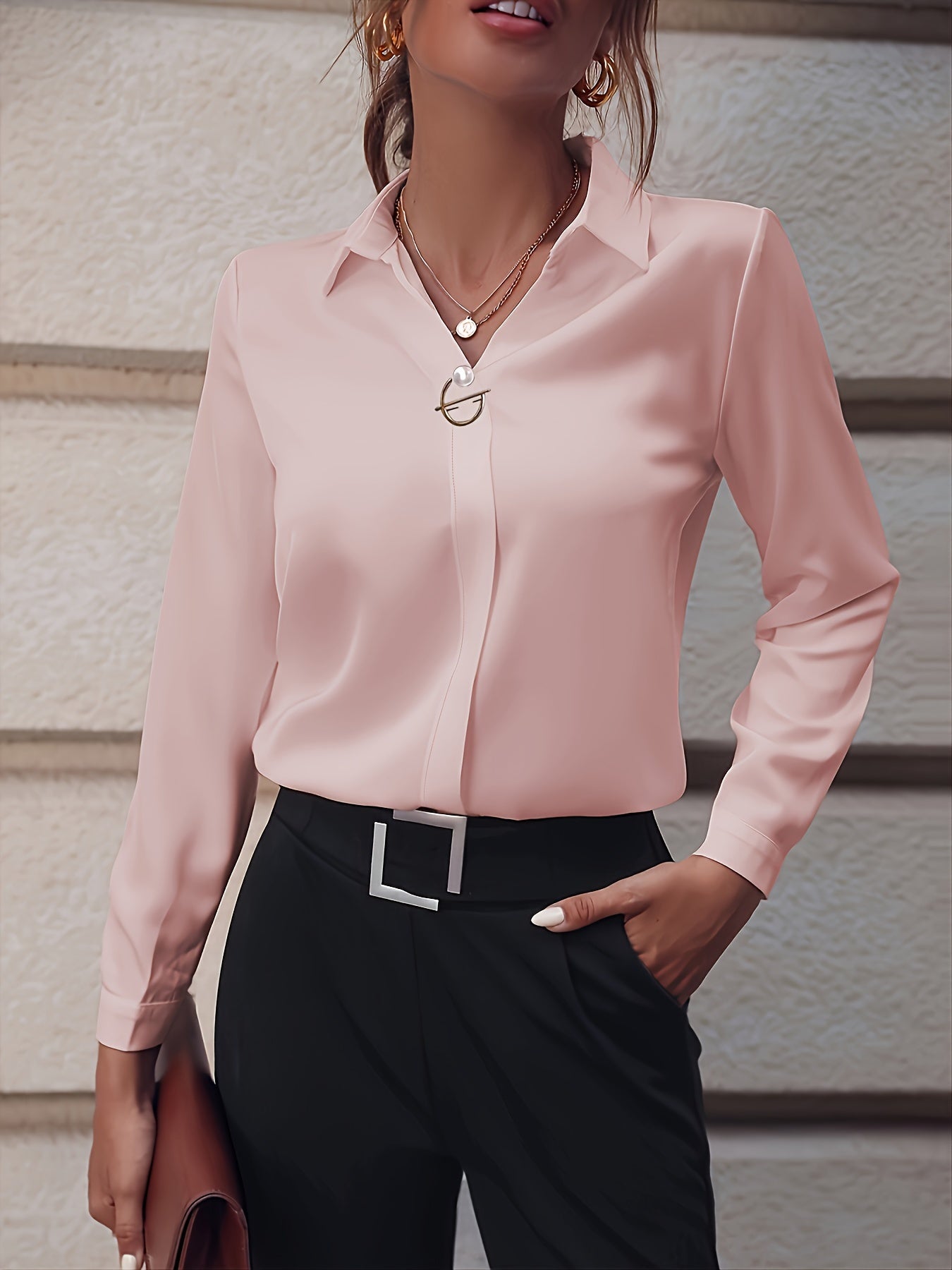 Long Sleeve Shirt With Pearl Button